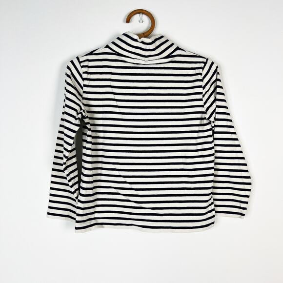 J. Crew navy blue & white striped mock turtleneck top 3/4 sleeve Size XXS - Picture 4 of 4